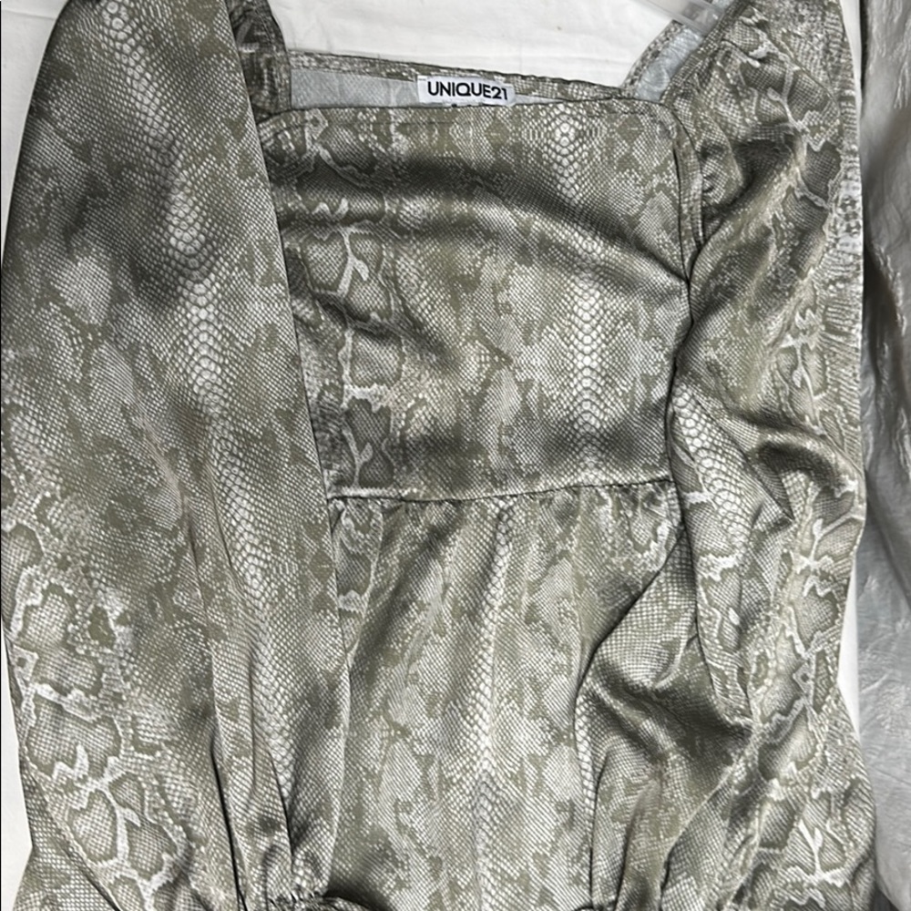 Square neck silk dress